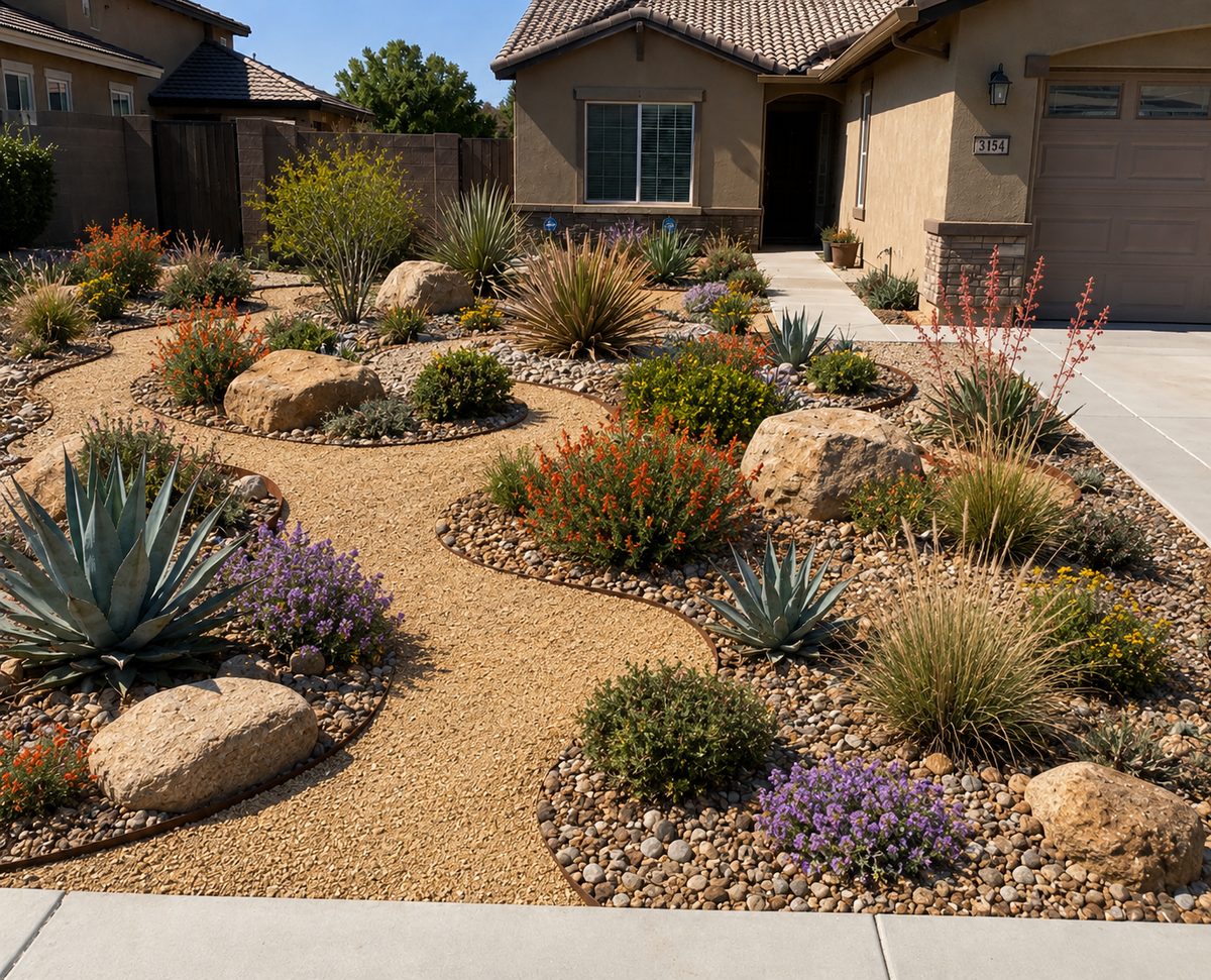 Yard after xeriscape conversion